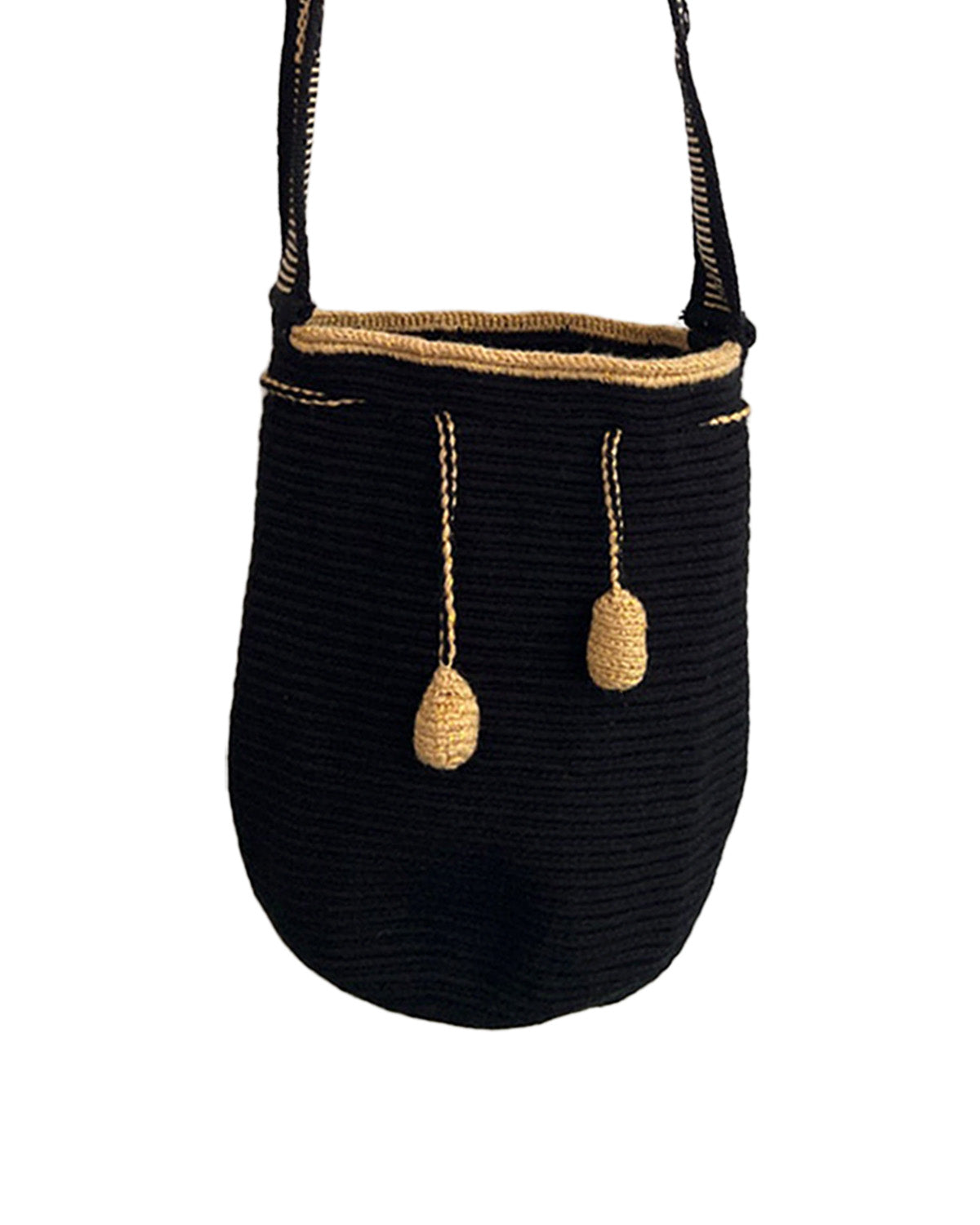 Bolso Wayuu Negro/Dorado - Grande