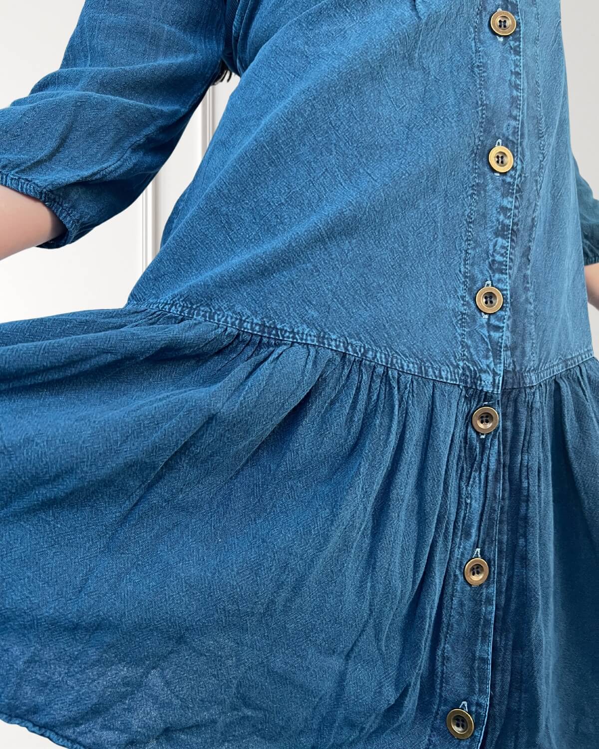Vestido blusa de manga larga - Henea - Azul
