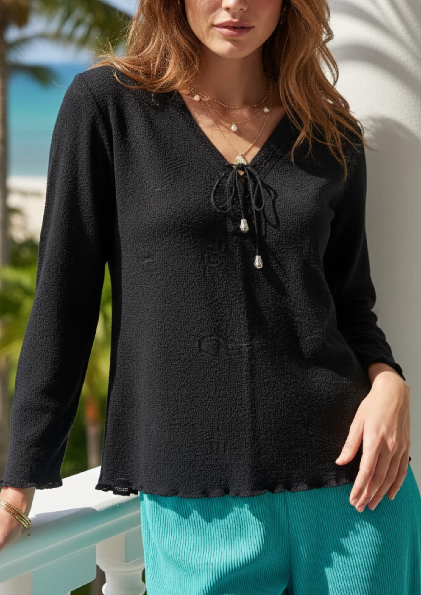 Bluse aus Baumwolle - Duría - Schwarz