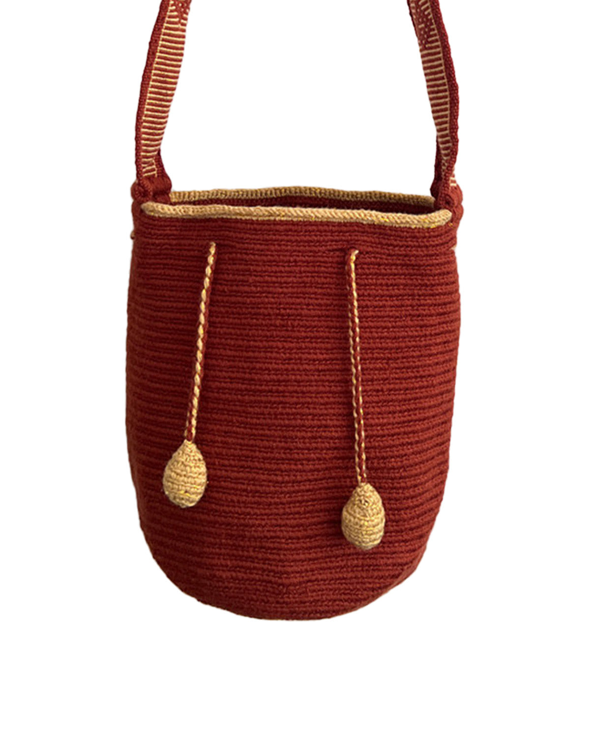 Bolso Wayuu Rojo Óxido/Dorado - Mediano