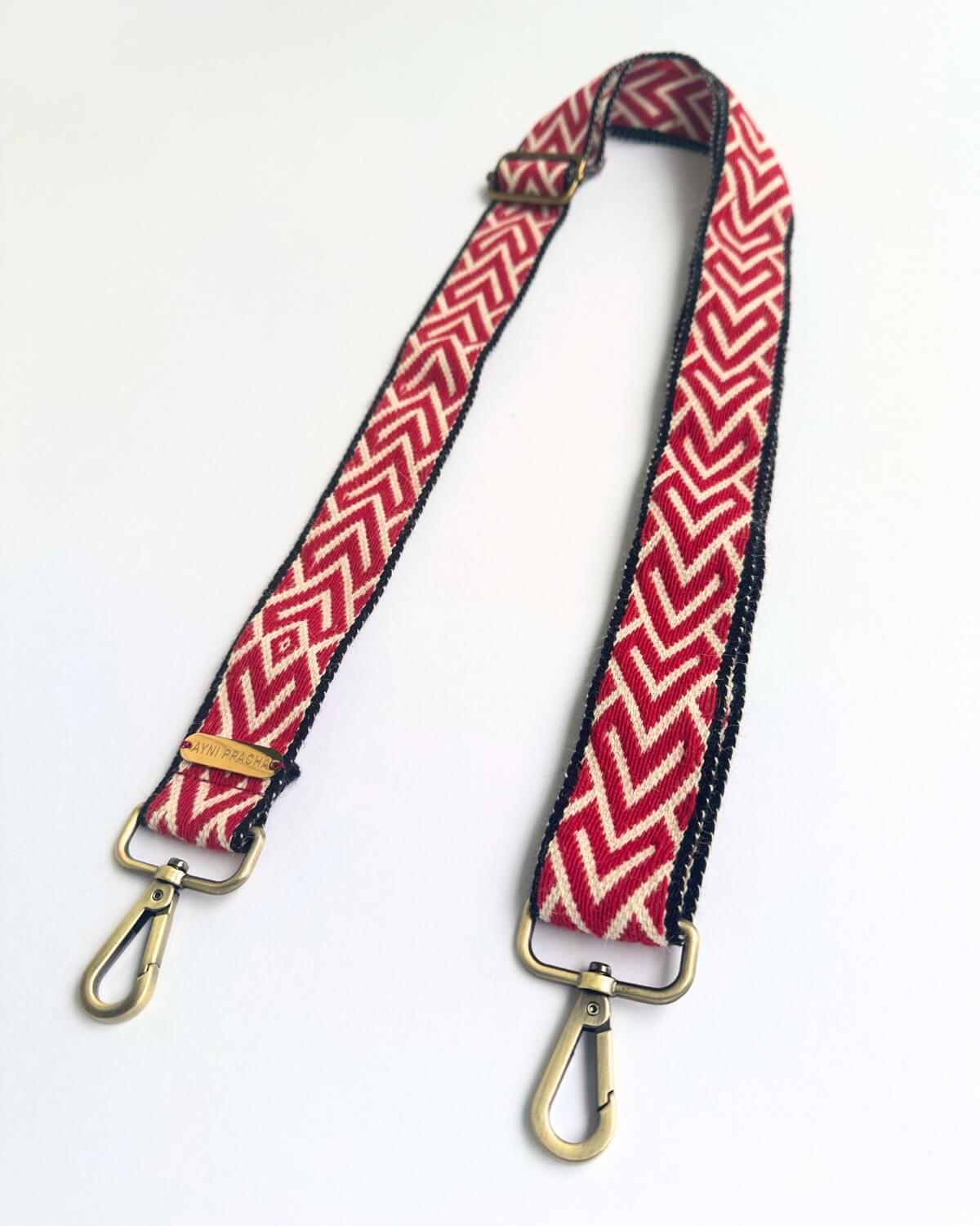 Correa para bolso roja y blanca