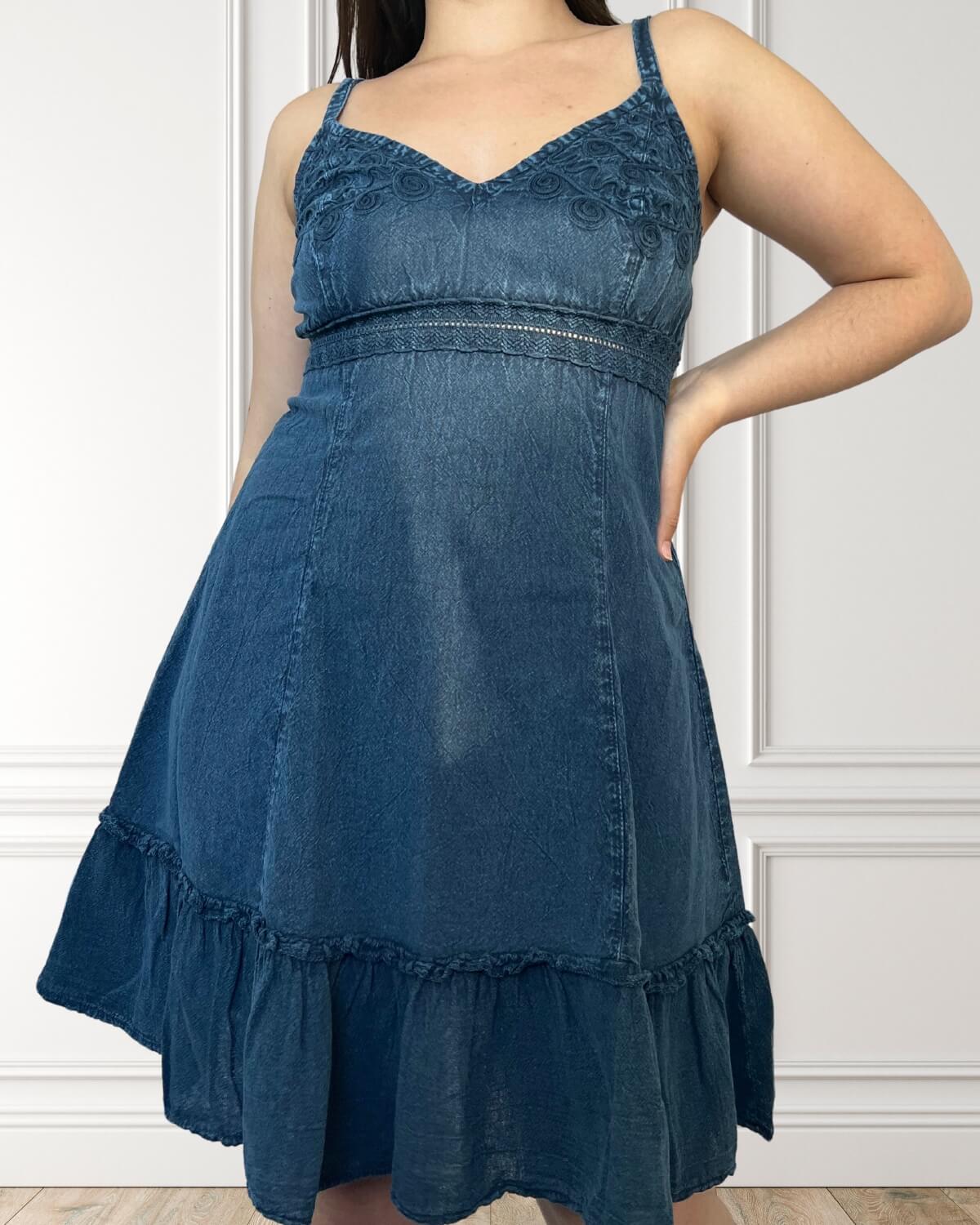 Vestido corto de verano - Liana - azul oscuro