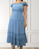 Vestido Carmen con hombros descubiertos - Katsura - Azul claro