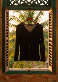 Bluse aus Baumwolle - Duría - Schwarz