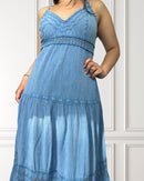 Luftiges Maxikleid - Tevetia - Hellblau