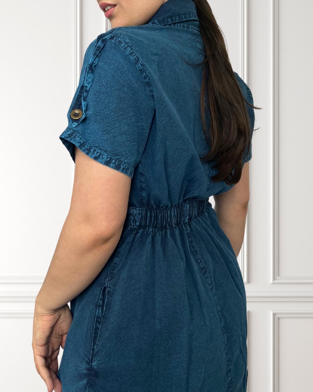 Vestido blusa de manga corta - Lima - Azul