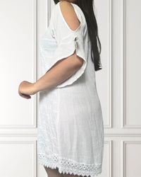 Vestido de verano con hombros descubiertos - Hibisco - Blanco