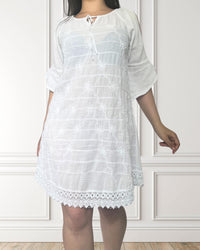 Vestido de verano con hombros descubiertos - Hibisco - Blanco