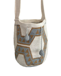 Bolso Wayuu Blanco/Plateado - Mediano