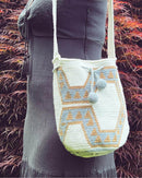 Bolso Wayuu Blanco/Plateado - Mediano