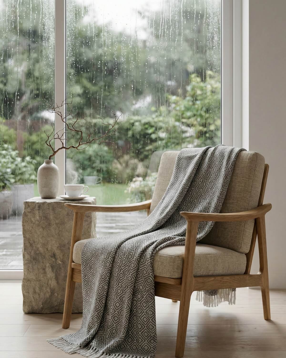 Karierte Plaid Decke / Tagesdecken - Grau/Weiß