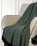 Karierte Plaid Decke / Tagesdecken - Grün/Schwarz