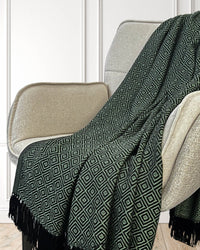 Karierte Plaid Decke / Tagesdecken - Grün/Schwarz