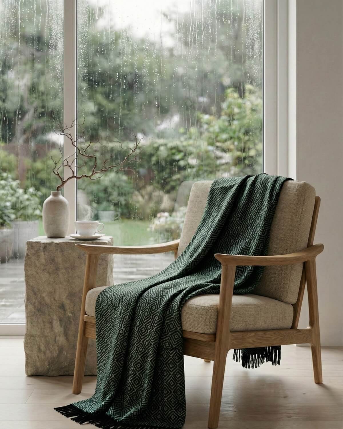 Karierte Plaid Decke / Tagesdecken - Grün/Schwarz