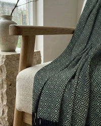 Karierte Plaid Decke / Tagesdecken - Grün/Schwarz