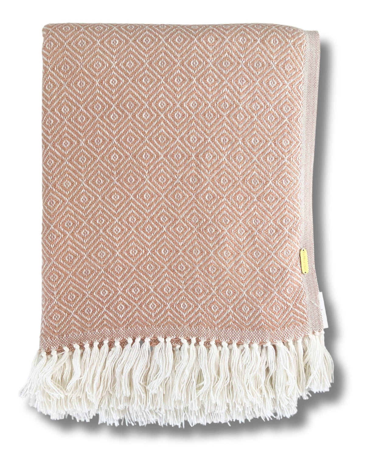 Karierte Plaid Decke / Tagesdecken - Lachs/Weiß