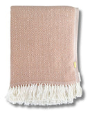 Karierte Plaid Decke / Tagesdecken - Lachs/Weiß