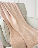 Karierte Plaid Decke / Tagesdecken - Lachs/Weiß