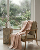 Karierte Plaid Decke / Tagesdecken - Lachs/Weiß