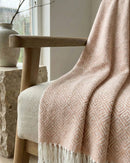 Karierte Plaid Decke / Tagesdecken - Lachs/Weiß