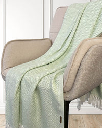 Karierte Plaid Decke / Tagesdecken - Mintgrün/Weiß