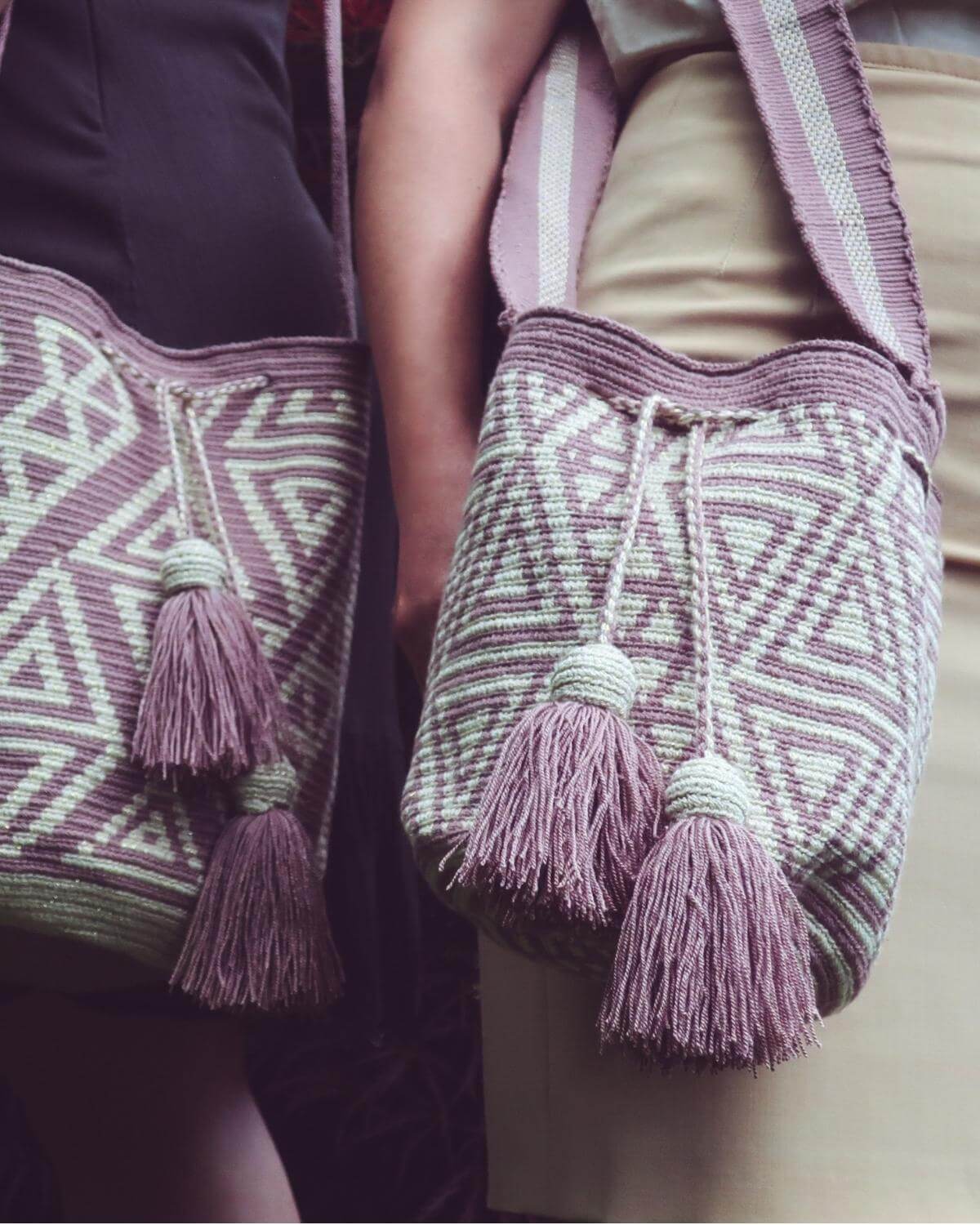 Wayuu Tasche Taupe / Beige - Medium