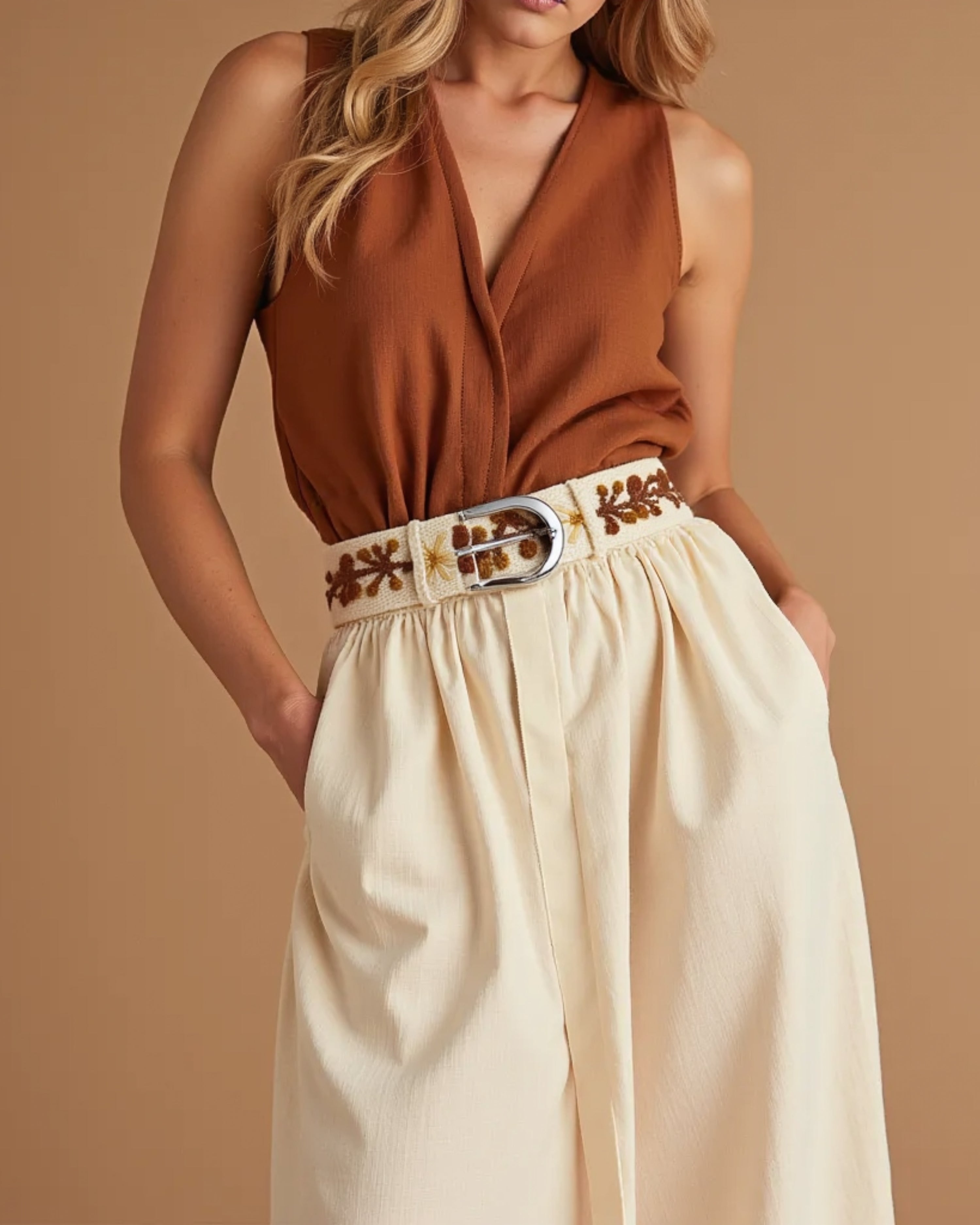 Hand-embroidered belts