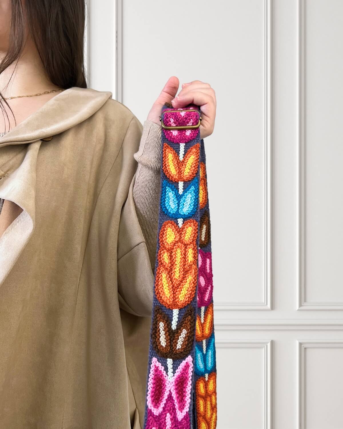 Asa para bolso azul/colorido - Tulipán
