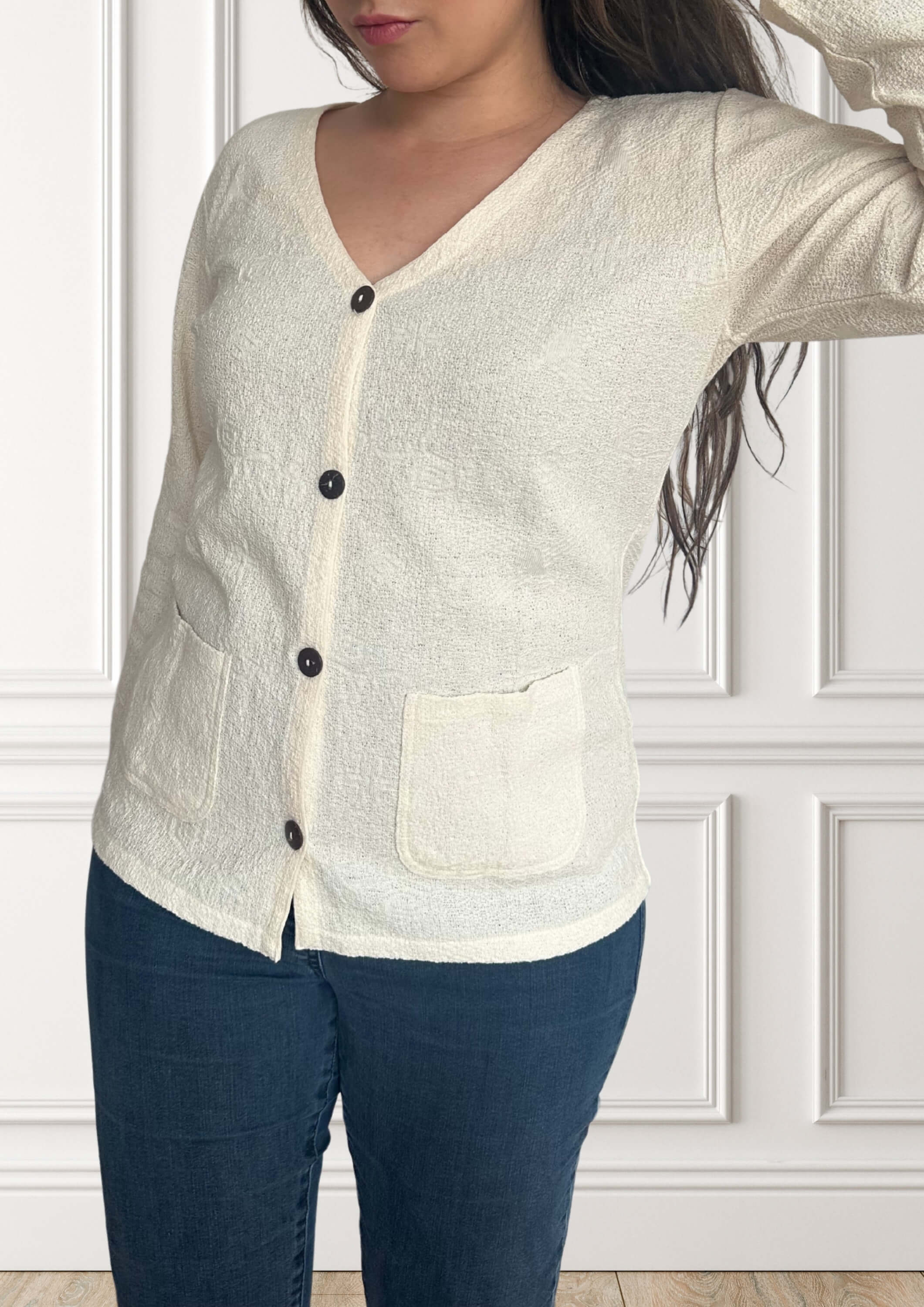 Chaqueta de algodón sin teñir - Abrazo - Beige