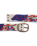 Handgefertigter Ayni Ppacha Gürtel Piri Piri für Damen, in Peru abstrakt aus Wolle bestickt mit buntem Design.