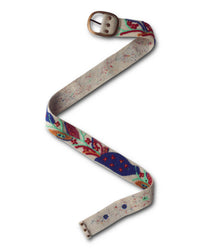 Handgefertigter Ayni Ppacha Gürtel Piri Piri für Damen, in Peru abstrakt aus Wolle bestickt mit buntem Design.