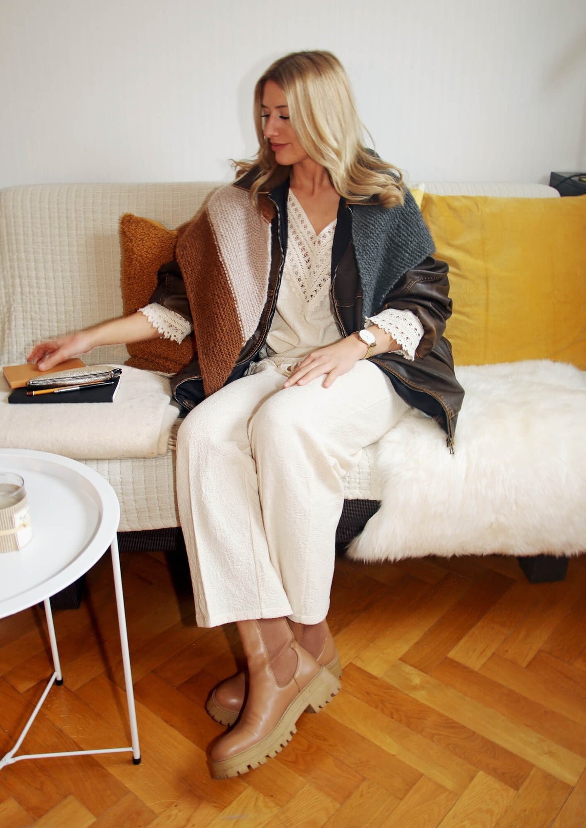 Cotton trousers - beige