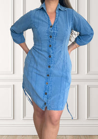 Vestido blusa de manga larga - Canna - Azul claro
