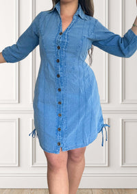 Vestido blusa de manga larga - Canna - Azul claro