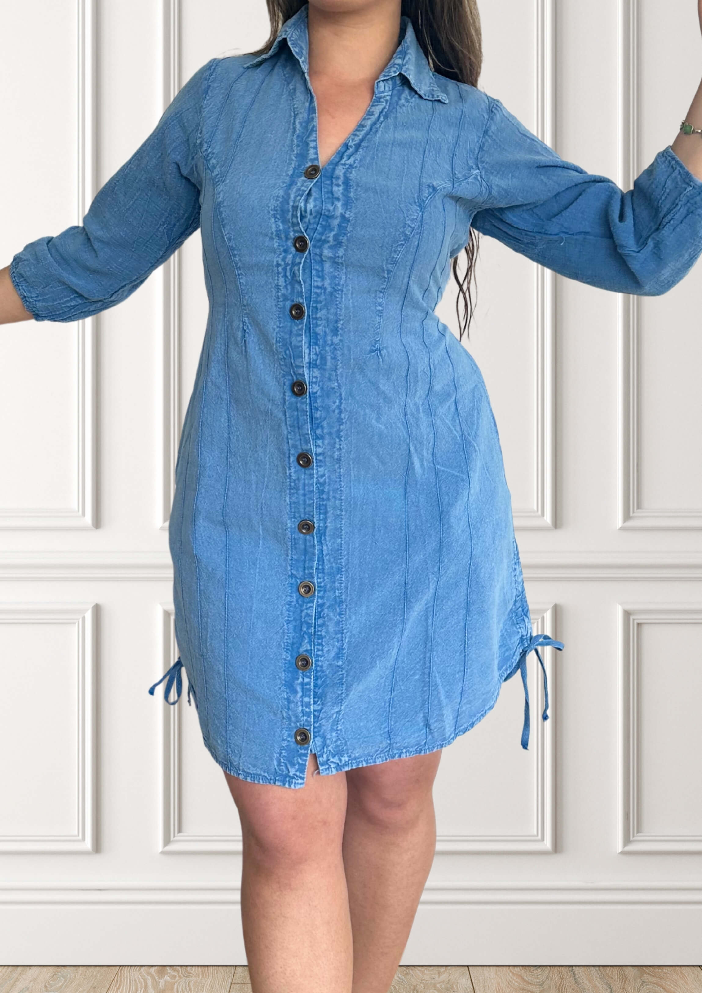 Vestido blusa de manga larga - Canna - Azul claro