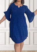 Vestido de verano con hombros descubiertos - Hibisco - Azul