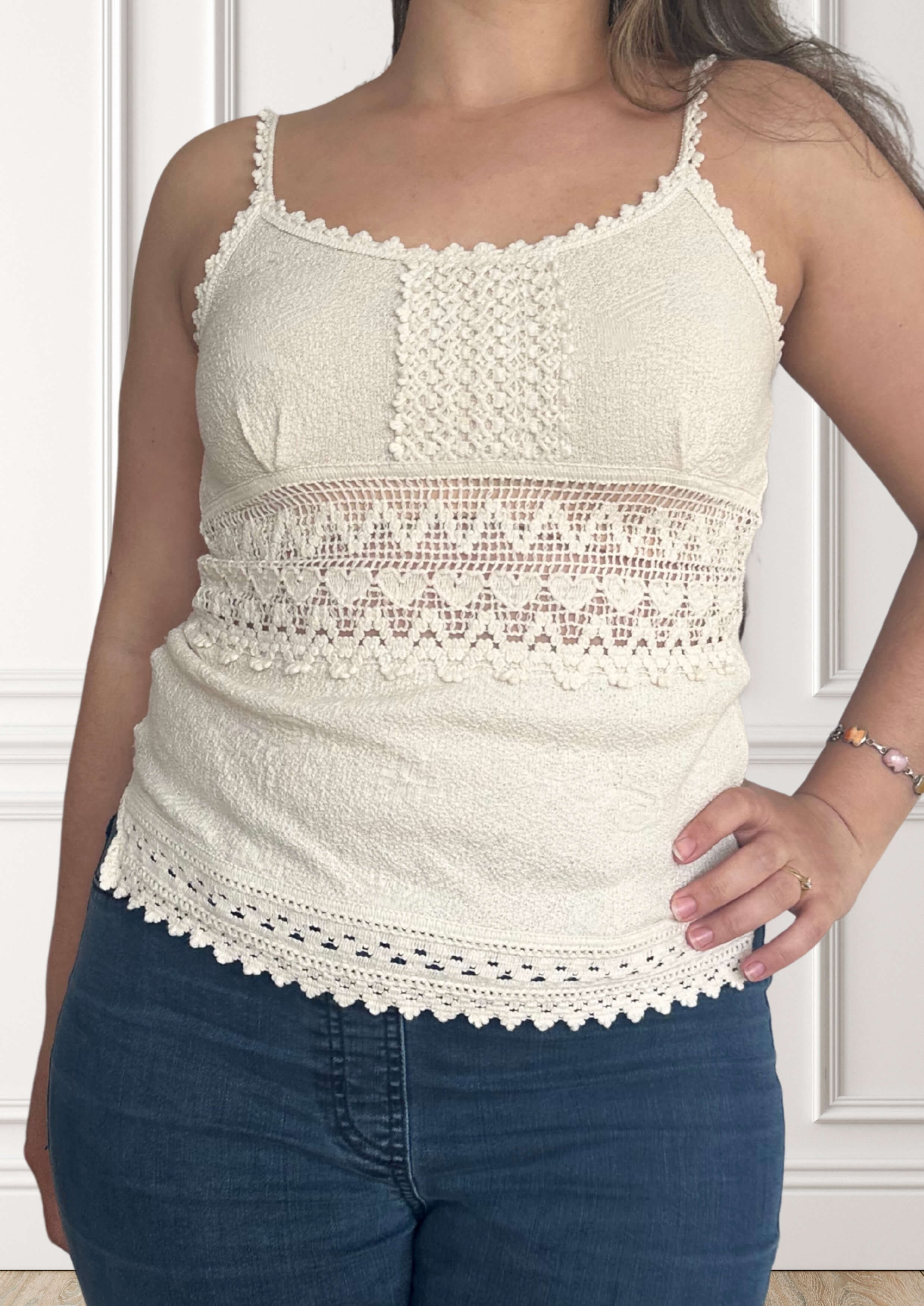 Top de espagueti sin teñir - Maravilla - Beige