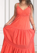 Airy maxi dress - Tevetia - coral