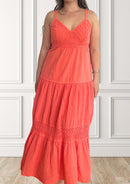 Airy maxi dress - Tevetia - coral
